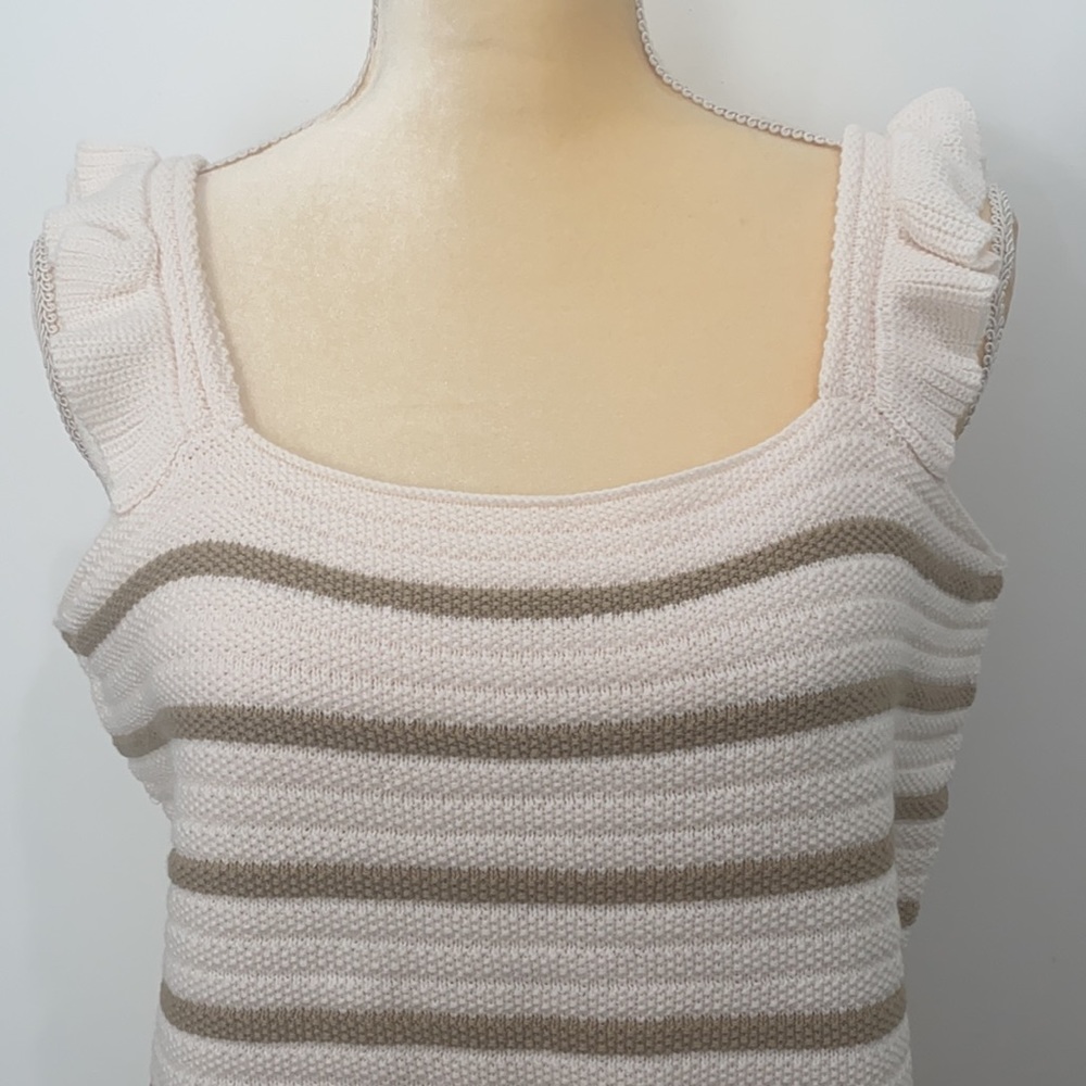 Striped Ruffle Strap Sweater Tank size L - Picture 3 of 8